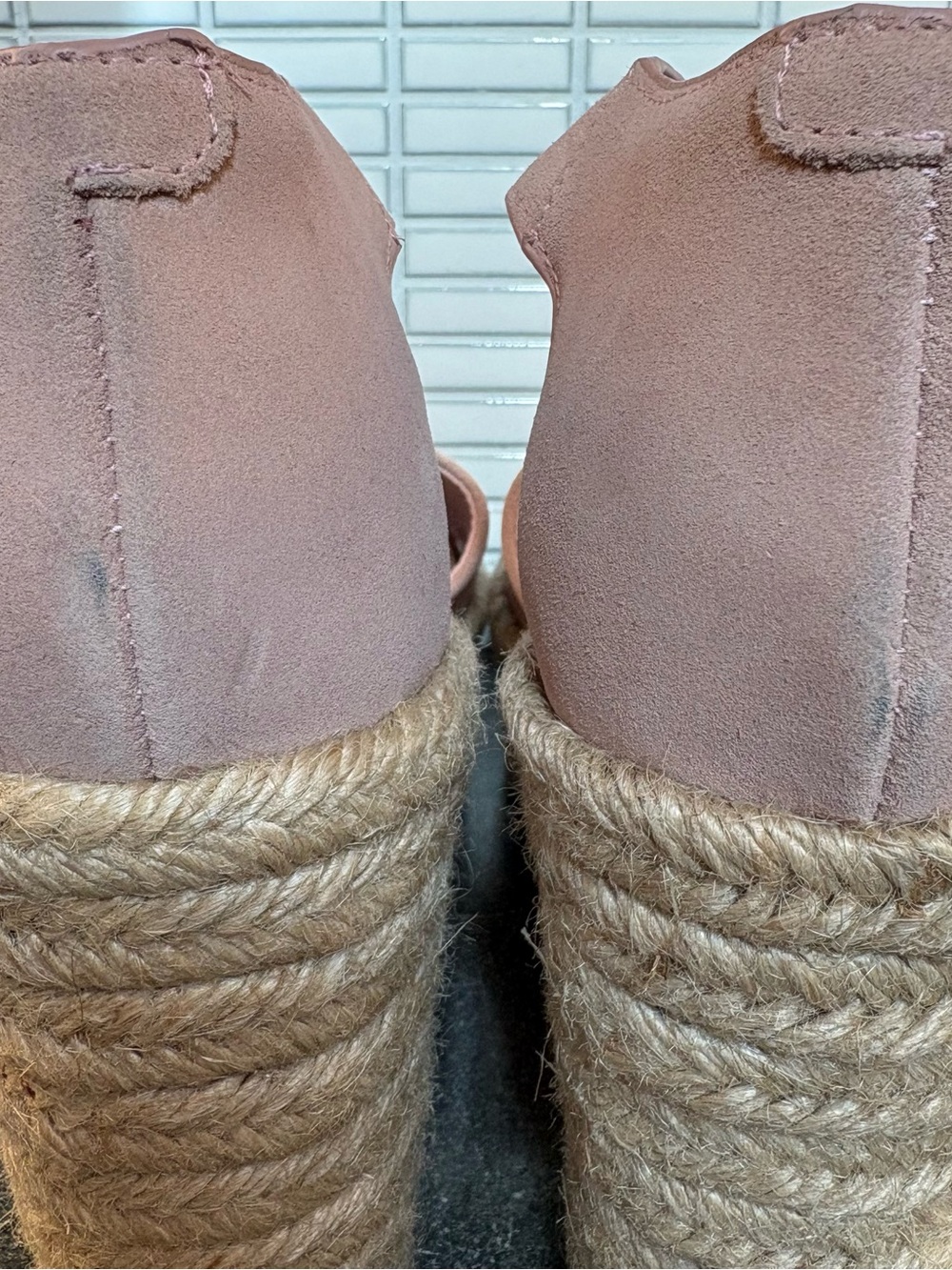 Marc Fisher Pink Suede Espadrille Wedge Sandals with Ankle Buckle - Picture 5 of 8